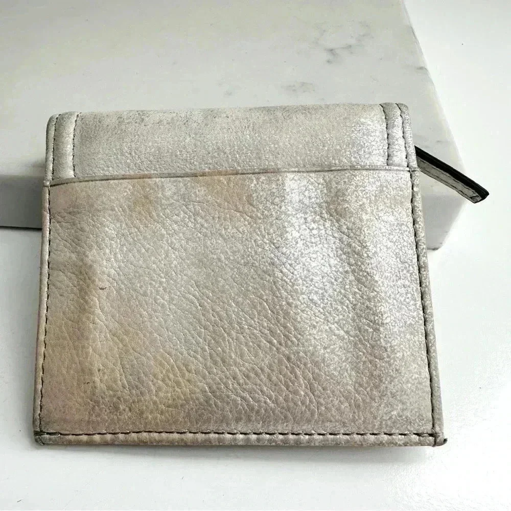 Aimee Kestenberg Metallic Silver Shimmer Small Leather Wallet